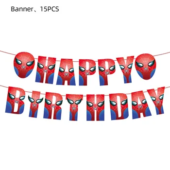 Marvel Superhrdina Spiderman Tému Happy Birthday Party Dekorácie Vytiahnuť Vlajka Visí Spin Balón Tortu Riadok Baby Sprcha Dekorácie Obrázok 2