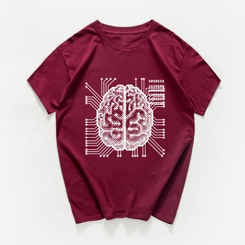 Nové vedy a techniky, Grafické vtipné tričko mužov umelá inteligencia Umelá inteligencia mozgu t shirt streetwear vintage hip hop Lumbálna