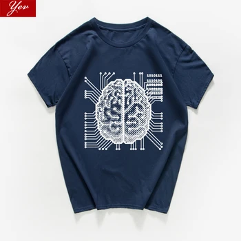 Nové vedy a techniky, Grafické vtipné tričko mužov umelá inteligencia Umelá inteligencia mozgu t shirt streetwear vintage hip hop Lumbálna Obrázok 2
