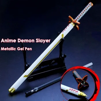 Anime Demon Slayer Sword Gél Pera 0,5 mm Black Atramentová Náplň Písať Pero Školy Grafické efekty Dodávky Kimetsu Č Yaiba