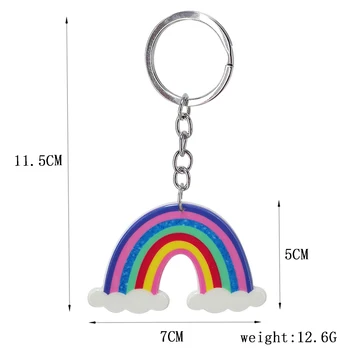 Nový príliv akryl značky rainbow tag keychain prívesok taška tlačidlo auto príslušenstvo