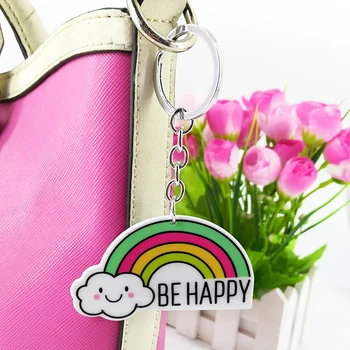 Nový príliv akryl značky rainbow tag keychain prívesok taška tlačidlo auto príslušenstvo Obrázok 2