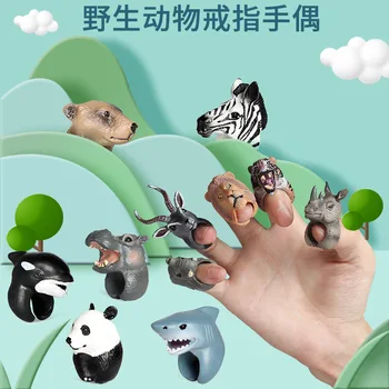 12 Ks/nastavovací Krúžok Strane Bábkové Prst Zvierat Obrázok Zberateľskú Hračky Zvierat Poznanie Akčné Figúrky Deti Plastové Hračky