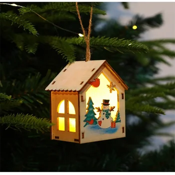 Drevené LED Vianočné Dom Bungalov Snowflake Elk Víla Svetlo Dekoračné predmety, Svadobné Firmware Nový Rok Vianočné Dekorácie Pre Domov Obrázok 2
