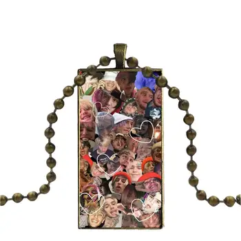 Pre Ženy Svadobný Dar Sklo Cabochon Choker Príveskom Obdĺžnik Náhrdelník Bronzovej Farbe Šperky Lil Peep Obrázok 2