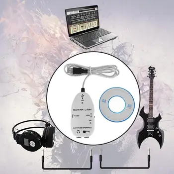 Gitara na USB Zvuk Prehrávač Zvuková Karta, Zvukové Gitara Effector Rozhranie pre Prepojenie Audio Kábel Nahrávanie Hudby Adaptér pre PC/Mac Obrázok 2