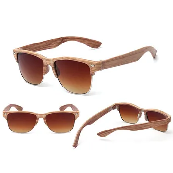 2019 nové módne imitácia dreva dámske slnečné okuliare klasický dizajn značky polovicu rám pánske okuliare UV400 retro jazdy okuliare