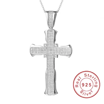 Nové 925 Silver Nádherné Biblie Ježiš Kríž Náhrdelník Prívesok pre ženy, mužov Kríž Kúzlo Simulované Platinum Diamantové Šperky