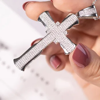 Nové 925 Silver Nádherné Biblie Ježiš Kríž Náhrdelník Prívesok pre ženy, mužov Kríž Kúzlo Simulované Platinum Diamantové Šperky Obrázok 2