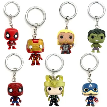 4 ks Marvel Keychain Hračka Avengers Akcie Obrázok Thor, Spiderman Ironman Hulk Deadpool Darček k Narodeninám Auto Krúžok Aktovka Dekor Obrázok 2