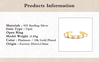 ROMAD 925 Sterling Silver Päť Oválne Kamene Opál Nastaviteľné Prstene Pre Ženy Boho Príslušenstvo Šperky Darček Najlepší Priateľ Mama Bijoux