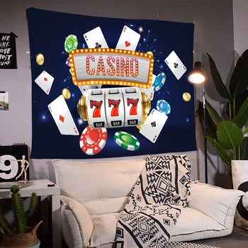 Simsant Casino Party Dekorácie Gobelín Pokerové Karty, Čipy Stene Visí Tapisérie pre Obývacia Izba, Spálňa Domov Koľaji Dekor Obrázok 2