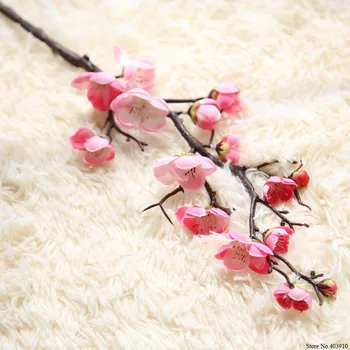 3/5 banda Slivkové kvety Umelého Hodvábu kvetov flores Sakura konáre stromov Home table obývacia izba Dekor DIY Svadobné Dekorácie Obrázok 2