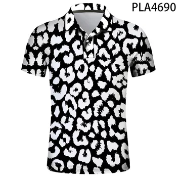 Letné Krátke Rukáv Polo Homme Leopard Streetwear Mužov Camisas Ropa 3D Vytlačené Polo Tričko Fashion Bežné Harajuku v Pohode Topy