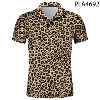 Letné Krátke Rukáv Polo Homme Leopard Streetwear Mužov Camisas Ropa 3D Vytlačené Polo Tričko Fashion Bežné Harajuku v Pohode Topy Obrázok 2