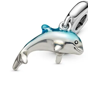 2020 Lete Nové 92 5 Trblietavých Dolphin Visieť Charms Korálky fit Pôvodnej 3 mm Náramky Ženy DIY Šperky Obrázok 2