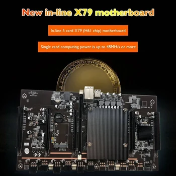 X79 H61 BTC Ťažba Doska s 5X6Pin na Dual 8Pin Kábel 5X PCI-E 8X LGA 2011 DDR3 Podporu 3060 3080 GPU pre BTC