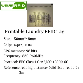 UHF RFID práčovňa tag tlač Umývateľný oblečenie 50x48 915 868 860-960M Impinj Monza R6 EPC Gen2 6C smart karty pasívne RFID tagy