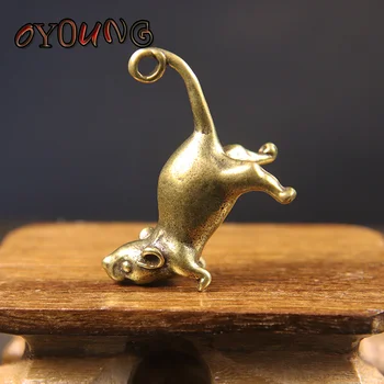 Staroveké Mosadz Malé Čajové Pet Ornament Dlhý Chvost Roztomilé Myši Figúrky Miniatúr, Meď Šťastie Štúdie Na Potkanoch Obývacia Izba Dekorácie