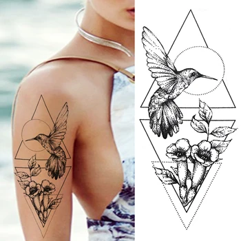 Móda Kvet Dočasné Tetovanie Nálepky DIY Wome Móda Body Art Tetovanie Pre Ženy, Dievča, Fake Black Geometrické Rose Tetovanie Odtlačkový