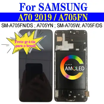 Super AMOLED A705 LCD Samsung Galaxy A70 2019 Displej S Rámom A705F/DS A705YN A705W Obrazovky Dotykového Panela Digitalizátorom. Montáž Obrázok 2