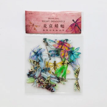 40 ks /Pack Hmyzu Dragonfly Motýľ PVC Vzor Dekoratívne Samolepky KUTILOV, Knihy Album Dekorácie