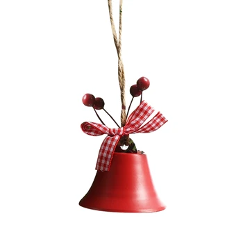 Vianočné Jingle Bells Ornament Rustikálny Koberčeky Bowknot Falošné Bobule Železa Bell Vintage Visí Prívesok Vianočný Strom Dekorácie