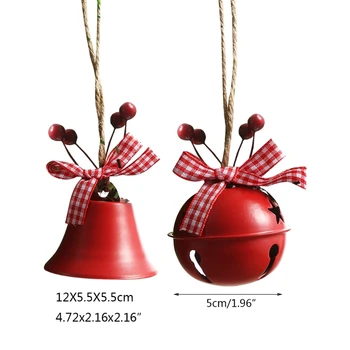 Vianočné Jingle Bells Ornament Rustikálny Koberčeky Bowknot Falošné Bobule Železa Bell Vintage Visí Prívesok Vianočný Strom Dekorácie Obrázok 2