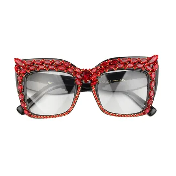 Crystal nadrozmerné Okuliare Ženy 2019 Luxusné ružová Červená Jasné, Šošovky, Slnečné okuliare Muži Ženy obyčajný Slnečné okuliare Oculos