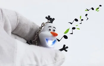 DISNEY Mrazené Q Posket Princezná Bábika Snow Man Olaf Keychain Hračka s Led Flash Light Soung Môže Povedať Milujem ťa Akcie Obrázok Hračky
