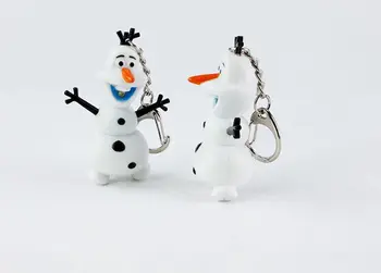DISNEY Mrazené Q Posket Princezná Bábika Snow Man Olaf Keychain Hračka s Led Flash Light Soung Môže Povedať Milujem ťa Akcie Obrázok Hračky Obrázok 2