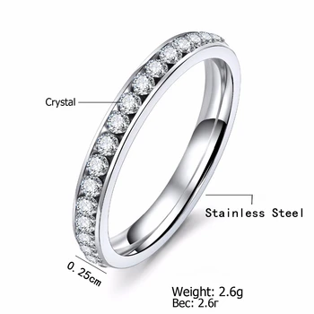 Striebornej Farbe Titánu Nehrdzavejúcej Ocele Crystal Snubné Prstene pre ženy CZ Surround Mužov Krúžok Módne Šperky Veľkoobchod Obrázok 2