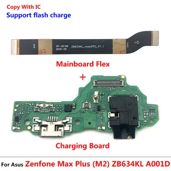 Nabíjanie pomocou pripojenia USB Port, Mikrofón Mikrofón Konektor Doku Rada Flex Kábel na Opravu Diely Na Asus Zenfone Max Plus (M2) ZB634KL A001D Obrázok 2