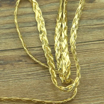 Nový 10/veľa Golden Silk Čipkou Trim Na Odev, Doplnky, Dekorácie Šiť Na Guipure Čipky Textílie ZLATO KÁBEL Plochý lano Obrázok 2