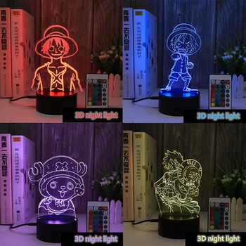 Jeden Kus Anime Obrázok 3D Led Nočné Svetlo Akryl Opice D. Luff Choba Zmena Model Kolekcie Ploche Ozdoby Prázdninový Darček