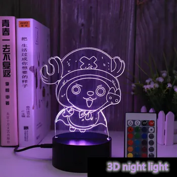 Jeden Kus Anime Obrázok 3D Led Nočné Svetlo Akryl Opice D. Luff Choba Zmena Model Kolekcie Ploche Ozdoby Prázdninový Darček Obrázok 2