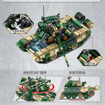 WW2 T90 Hlavná Stanica Tank Model Stavebné Bloky Vojenské Battlefield Zbraň Série MOC Tehla detské Hračky Chlapec Vianočné Darčeky
