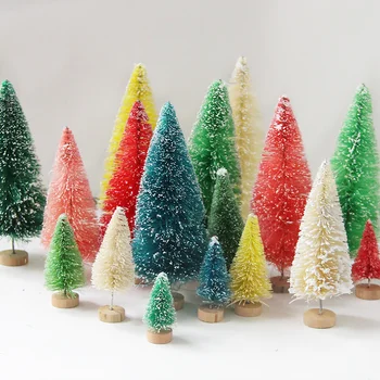 8PCS Vianočný Stromček Zmiešané Veľkosti Malé Borovice Farebné Mini Stromov na Vianoce Domov Ploche Ozdoby Noel DIY Dekorácie Obrázok 2