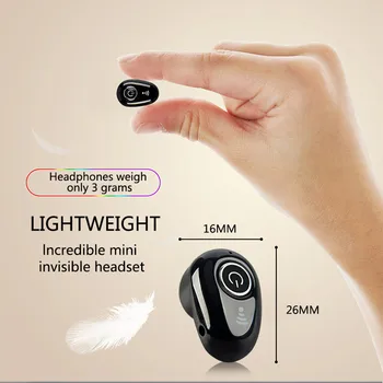 Mini Bluetooth Slúchadlo 5 Hod Hudby Čas Bluetooth Headset Bezdrôtový In-Ear Neviditeľné Slúchadlá Hands-free Pre TV, PC, iPhone, Samsung Obrázok 2