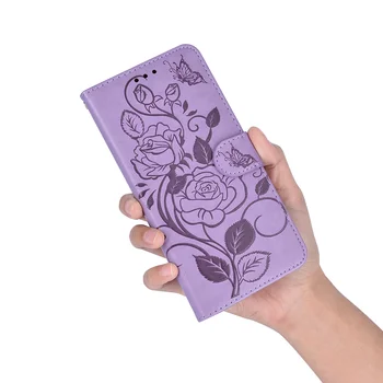 Pre Xiao Redmi 9C NFC Módne 3D Flip Flower Kožené Peňaženky Telefón puzdro Pre Xiao PocoPhone Poco C3 kryt Telefónu kartu