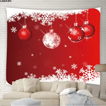 Červená Vianočné Gobelín Vianoce A Šťastný Nový Rok Snowflake Elk Dovolenku Dekor Pozadí Stene Visí Handričkou Obývacia Izba, Spálňa Opony