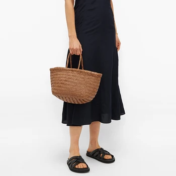 Autor tkané kapsičky taška ženy pravej kože cowskin pletenie nákupný košík kabelka žena vedro vrece veľkoobchod 2021 nové