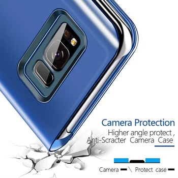 Flip Zrkadlo obal Pre Samsung Galaxy J7 Max SM-G615F SM-G615FU Luxusné Smart Shockproof Magnetické Vertikálny Stojan, Kryt Fundas Obrázok 2