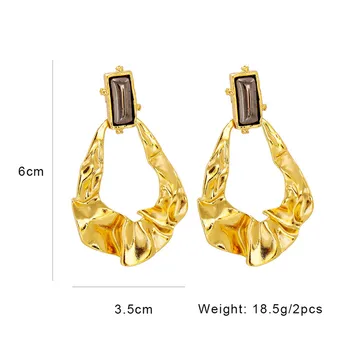Zlato Strieborná Farba Kovových Drop Náušnice Pre Ženy Preháňania Náušnice Svadobné Jednoduché Módne Šperky Trend Príslušenstvo Veľkoobchod Obrázok 2