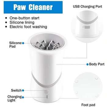 Elektrické Psa Packa Čistý Pohár USB Nabíjanie Prenosných Psa Packa Čistiaca Kefa Nízka Hlučnosť Domov Mäkké Rýchle Umývanie Nôh Mačací Pazúr Cleaner Obrázok 2