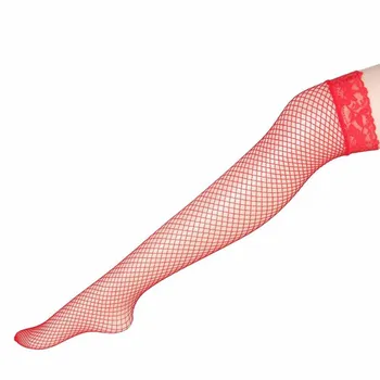 Calze a rete trasparenti sopra il ginocchio calze lunghe v pizzo calze Sexy calze alte accessori Bielizeň, erotika regalo da don Obrázok 2