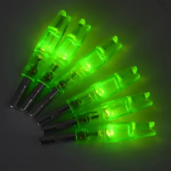 6PCS Zelená Led Osvetlené Nocks Na Šípku Hriadeľ ID 6,2 mm Lukostreľba Lov, Streľbu Automaticky Recurva Kuše Zložené Luk nové