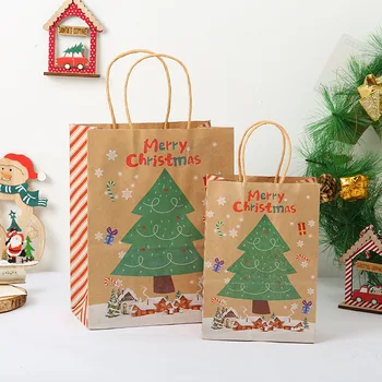 5 ks Santa Darček Candy Bag Kraft Vianočný Stromček Darček Taška Veselé Vianočné Dekorácie pre Domov Dekor Deti Novom Roku 2022 Darčeky Obrázok 2