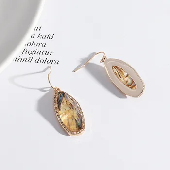 2020 nové krištáľové šperky oválne Abalone shell drop náušnice Veľkoobchod