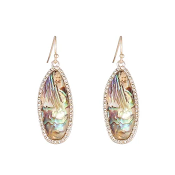 2020 nové krištáľové šperky oválne Abalone shell drop náušnice Veľkoobchod Obrázok 2